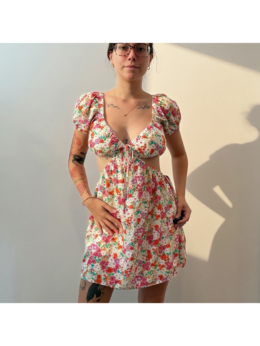 Floral Cutout Mini Dress